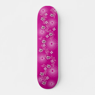 Girly Rosa Flowers Skateboard Bräda 19,5 Cm