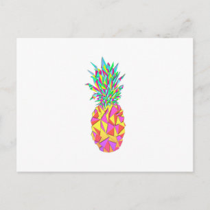 Girly Rosa Geometric Triangles Pineapple Vykort