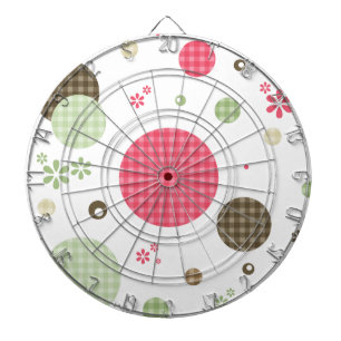 Girly Rosa Gingham Mönster Circles Cute Daisys Darttavla
