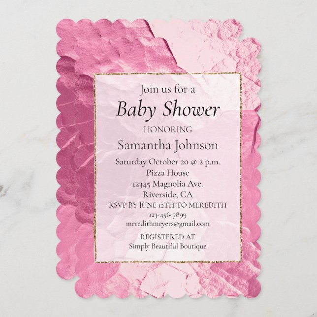 Girly Rosa Glam Baby Shower Inbjudningar (Fram/baksida)