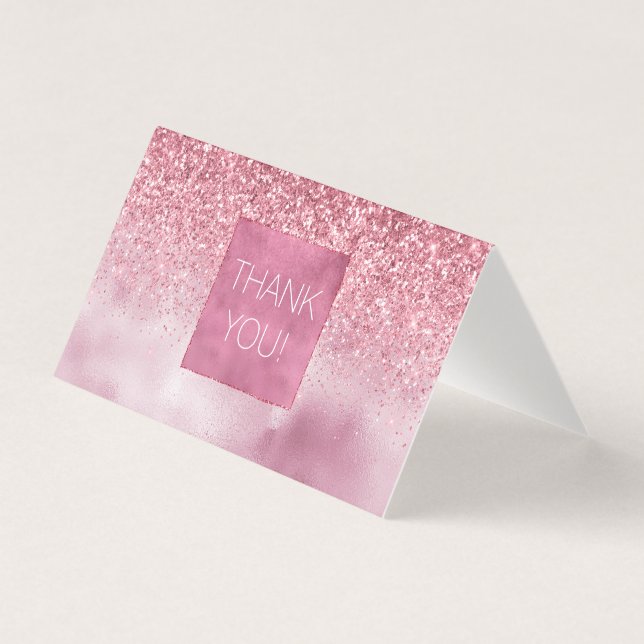 Girly Rosa Glam Glitter gnistra Kort (Framsida)