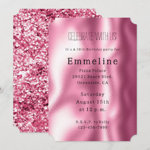 Girly Rosa Glam Glitter Inbjudningar