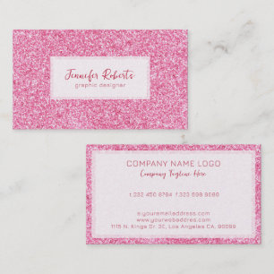Girly rosa glam glitter struktur med gnistor visitkort