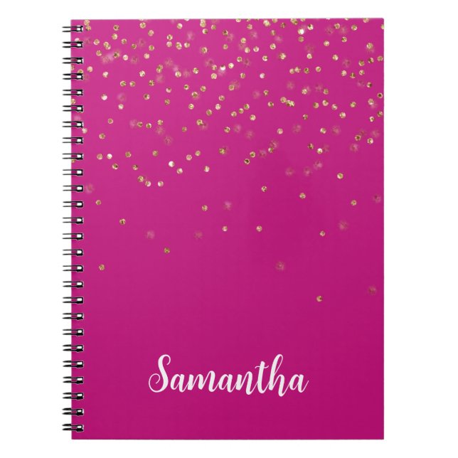 Girly Rosa Glam Guld Gnistra  Confetti Personlig Anteckningsbok (Framsidan)