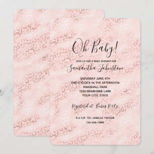 Girly Rosa Glam Leopardtryck Ombre Inbjudningar
