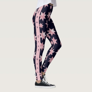 Girly rosa glam-stjärnor på blå personlig anpassni leggings