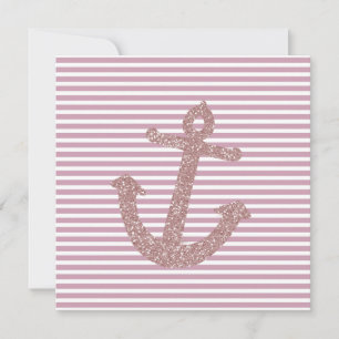 Girly Rosa Glitter Anchor Inbjudningar