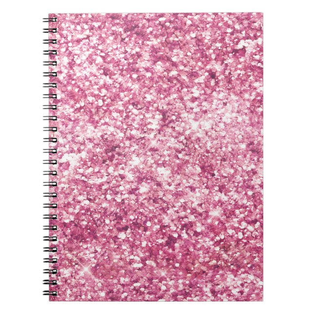 Girly Rosa Glitter Confetti Anteckningsbok (Framsidan)