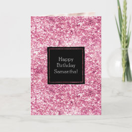 Girly Rosa Glitter Confetti Kort