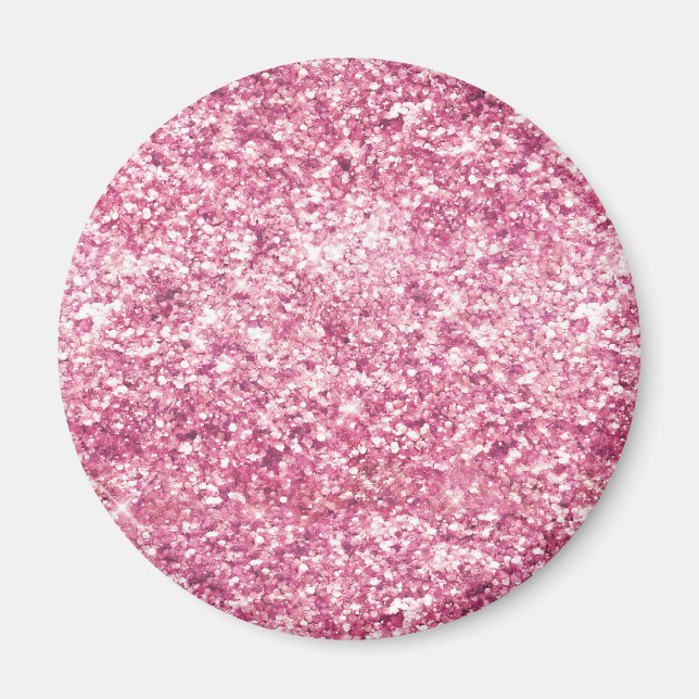 Girly Rosa Glitter Confetti Magnet (Framsidan)