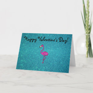 Girly Rosa glitter flamingo turkos glitter Helgkort