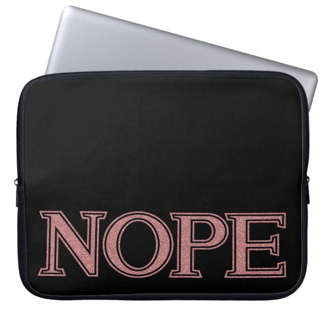 Girly Rosa Glitter Funny Sarkastic Nope Block Text Laptop Fodral (Framsidan)