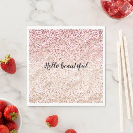 Girly Rosa Glitter Glam Guld Leopard Print Ombre Pappersservett