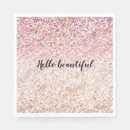 Girly Rosa Glitter Glam Guld Leopard Print Ombre Pappersservett