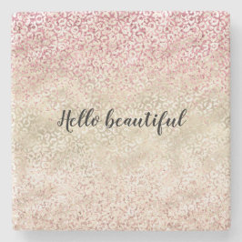 Girly Rosa Glitter Glam Guld Leopard Print Ombre Stenunderlägg