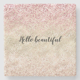 Girly Rosa Glitter Glam Guld Leopard Print Ombre Stenunderlägg