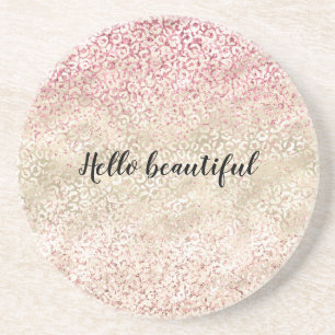 Girly Rosa Glitter Glam Guld Leopard Print Ombre Underlägg