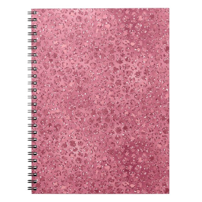 Girly Rosa Glitter Glitz Leopard print Anteckningsbok (Framsidan)