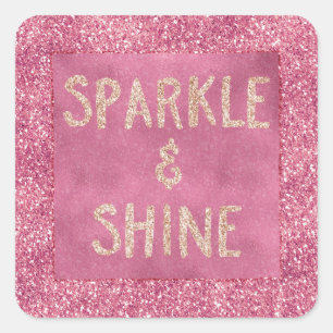 Girly Rosa Glitter Gnistra Fyrkantigt Klistermärke