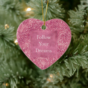 Girly Rosa Glitter Gnistra Glitz Julgransprydnad Keramik