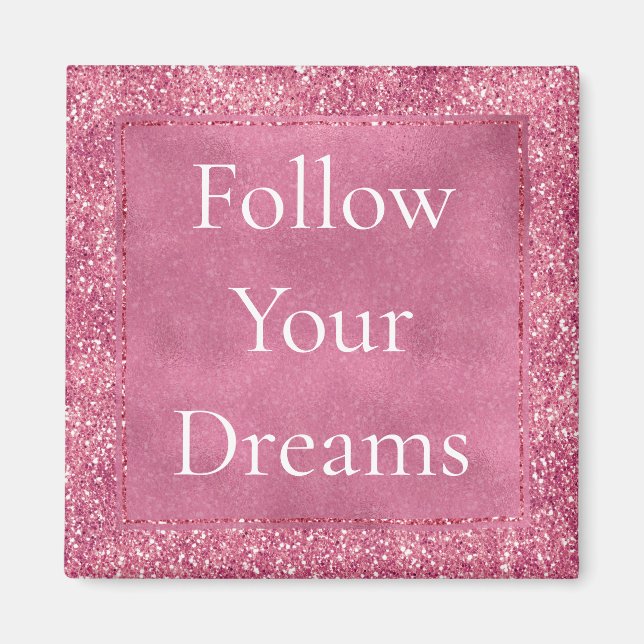 Girly Rosa Glitter Gnistra Glitz Magnet (Framsidan)