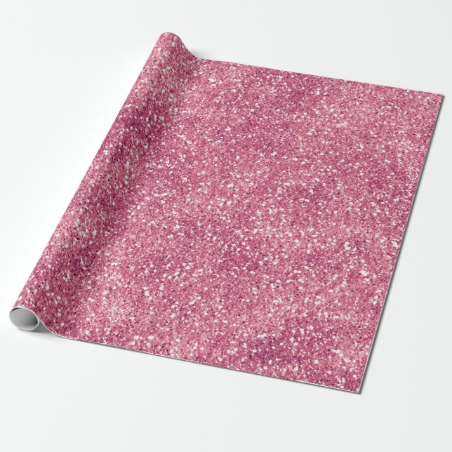 Girly Rosa Glitter Gnistra Glitz   Presentpapper (Utrullad)