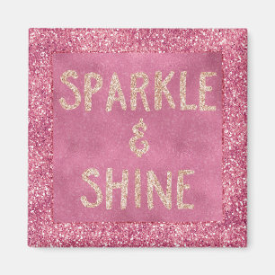 Girly Rosa Glitter Gnistra Magnet