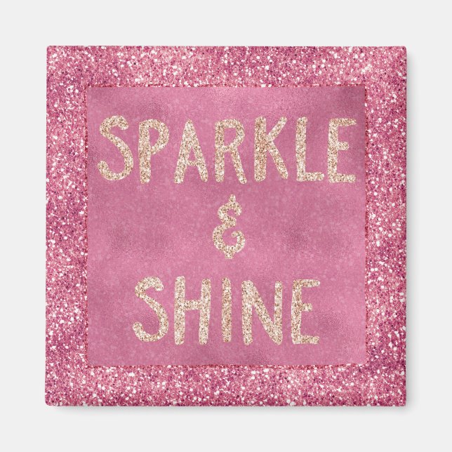 Girly Rosa Glitter Gnistra Magnet (Framsidan)