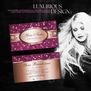 Girly Rosa Glitter Gnistra Stars Jewels Ro Guld Visitkort