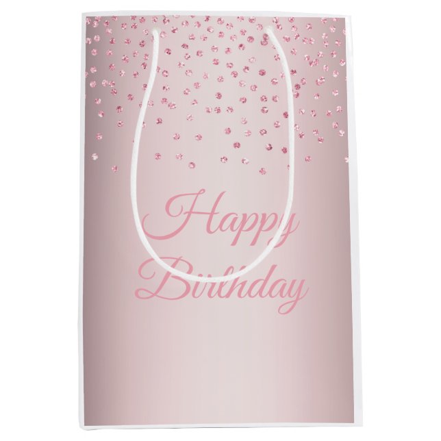 Girly Rosa Glitter Grattis på födelsedagen (Framsidan)