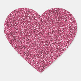 Girly Rosa Glitter Hjärtformat Klistermärke