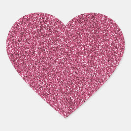 Girly Rosa Glitter Hjärtformat Klistermärke