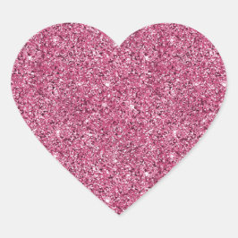 Girly Rosa Glitter Hjärtformat Klistermärke