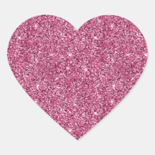 Girly Rosa Glitter Hjärtformat Klistermärke