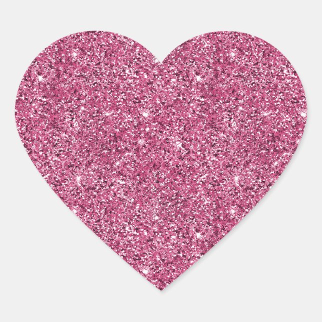 Girly Rosa Glitter Hjärtformat Klistermärke (Framsida)