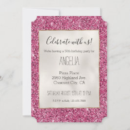 Girly Rosa Glitter Inbjudningar