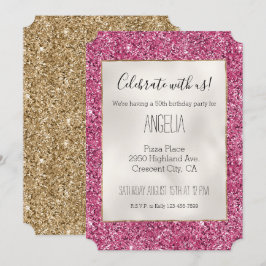 Girly Rosa Glitter Inbjudningar