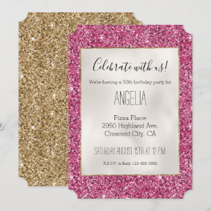 Girly Rosa Glitter Inbjudningar