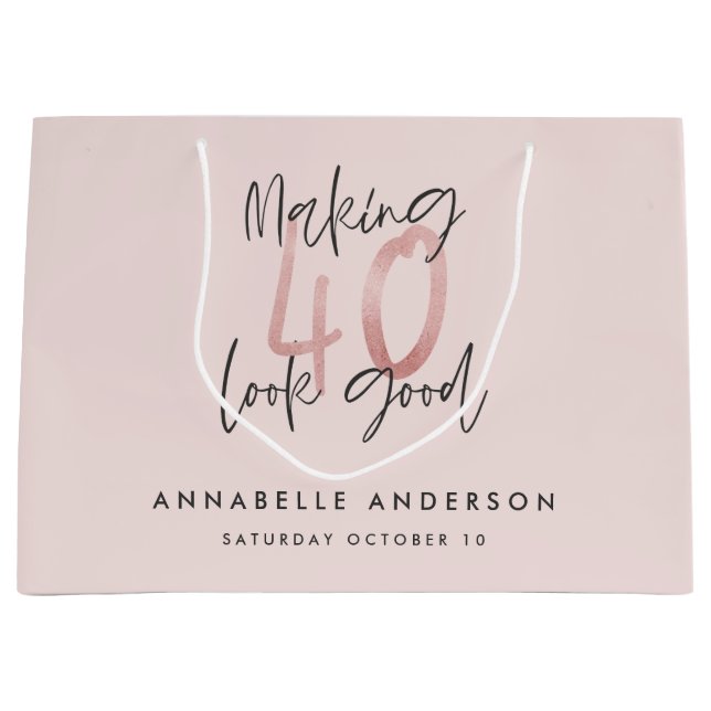 Girly rosa glitter modern snyggt 40 år (Framsidan)