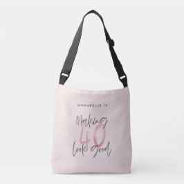Girly rosa glitter modern snyggt 40 år axelväska