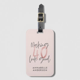 Girly rosa glitter modern snyggt 40 år bagagebricka