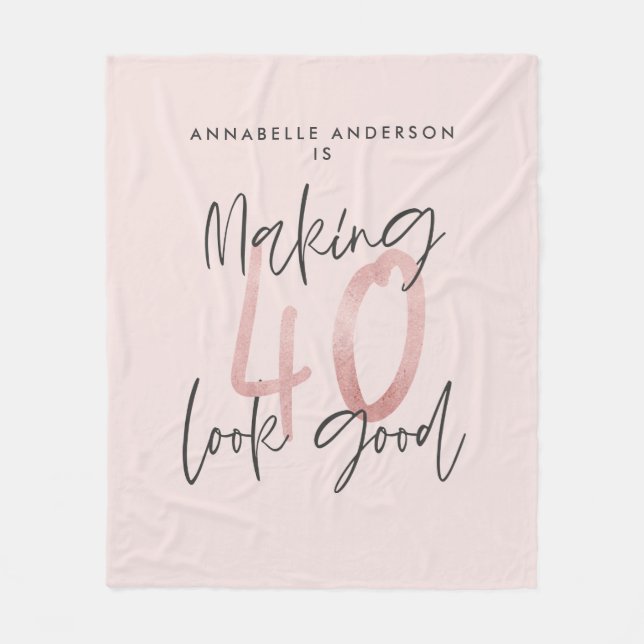 Girly rosa glitter modern snyggt 40 år  fleecefilt (Framsidan)