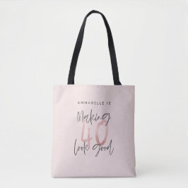 Girly rosa glitter modern snyggt 40 år tygkasse