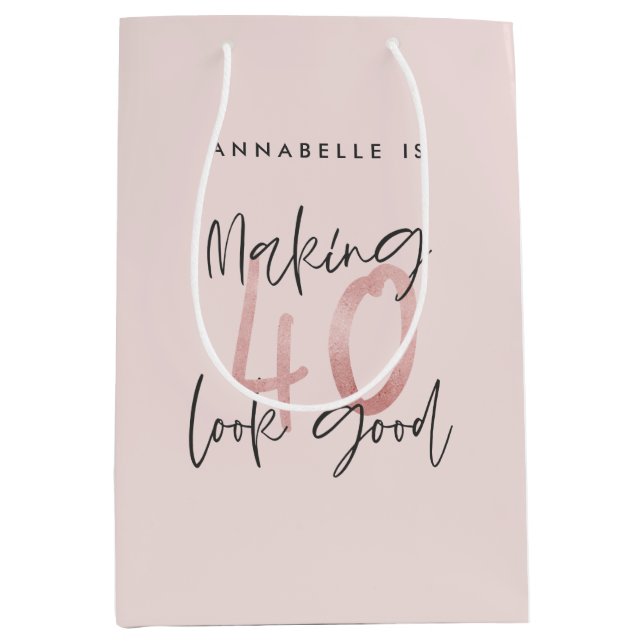 Girly rosa glitter modern snyggt 40-årsdag (Framsidan)