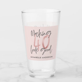 Girly rosa glitter modern snyggt 40-årsdag glaskopp
