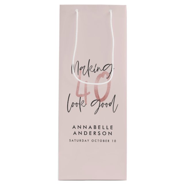 Girly rosa glitter modern snyggt 40-årsdag la (Framsidan)