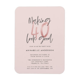 Girly rosa glitter modern snyggt 40-årsdag magnet