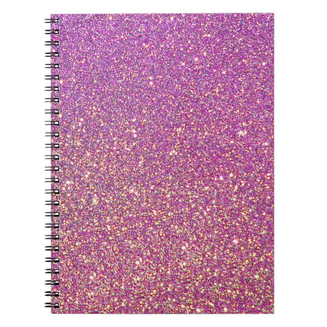 Girly Rosa Glitter Mönster Anteckningsbok Med Spiral (Framsidan)