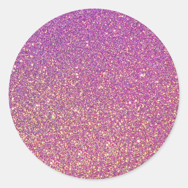 Girly Rosa Glitter Mönster Runt Klistermärke (Framsida)