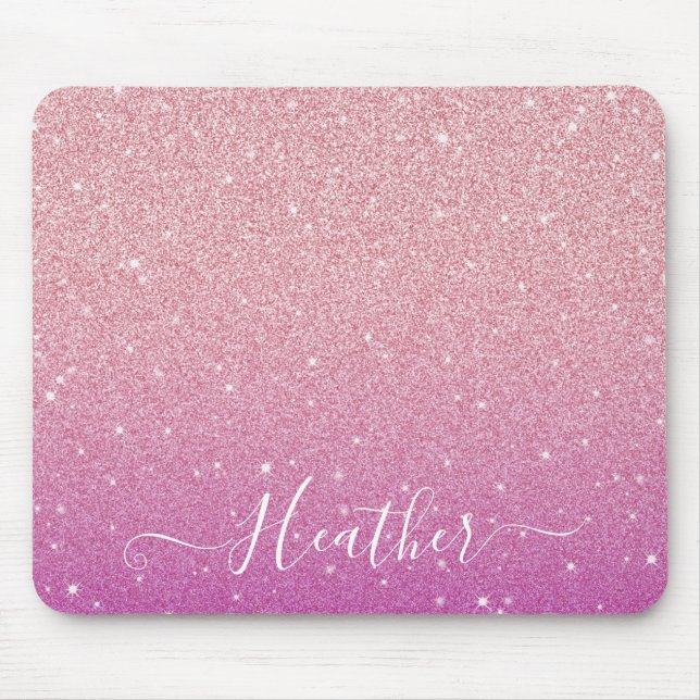 Girly Rosa Glitter Mousepad Musmatta (Framsidan)